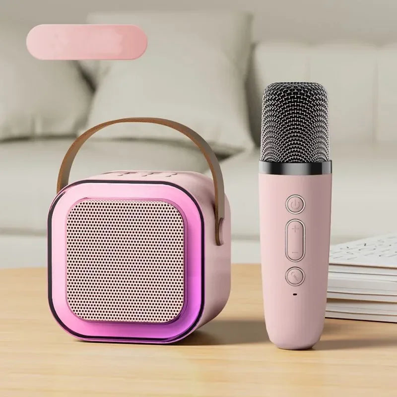 Portable Wireless Karaoke Speaker with Microphone KTV Speaker Subwoofer with RGB Colorful LED Lights Karaoke Machine for Outdoor
