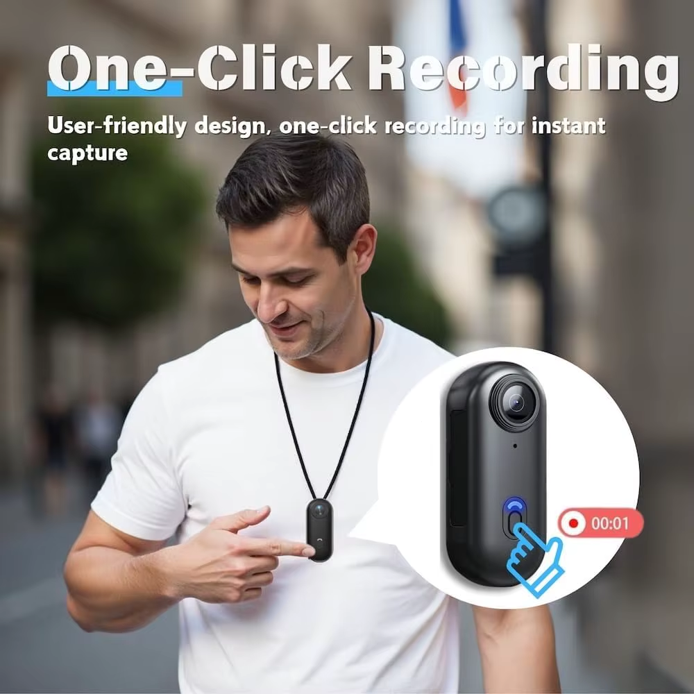 4K 128GB UHD Mini Body Camera Wearable Action Body Cam Thumb Size Hands Free Recording Body Worn Camera, Premium Portable