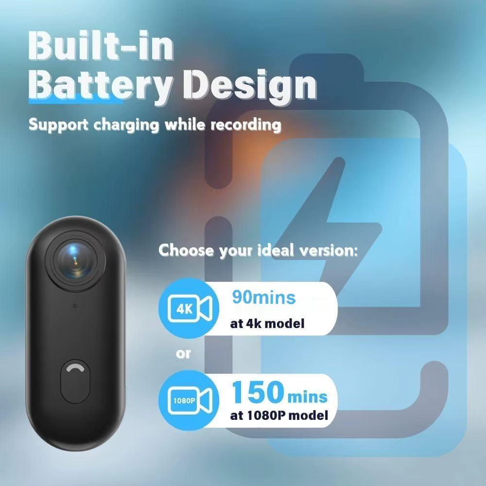 4K 128GB UHD Mini Body Camera Wearable Action Body Cam Thumb Size Hands Free Recording Body Worn Camera, Premium Portable