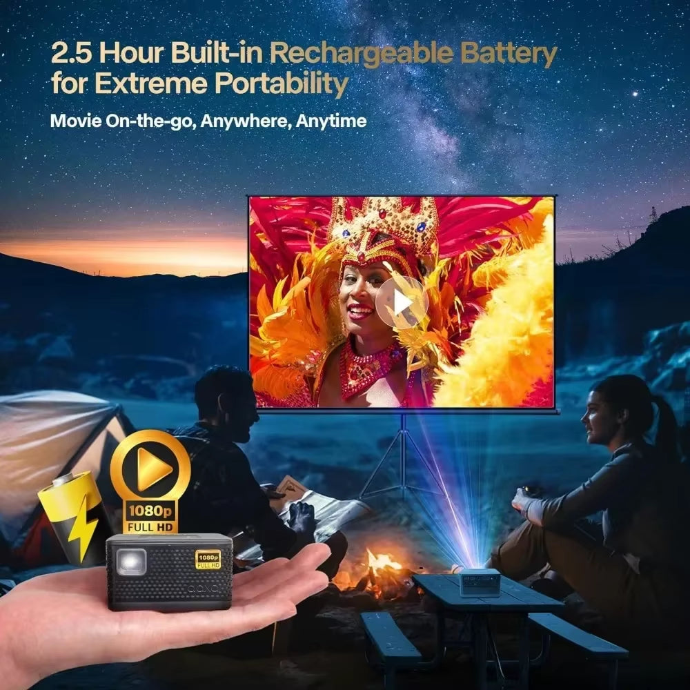 AAXA P7+ Native 1080P 4K Supported Smart LED DLP Mini Projector with 2.5 Hour Battery, 5G Wifi,