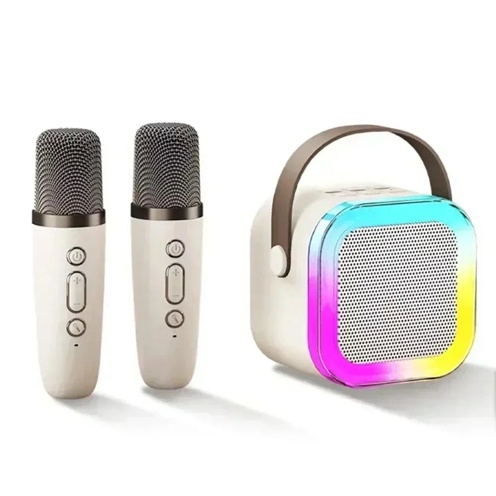 Portable Wireless Karaoke Speaker with Microphone KTV Speaker Subwoofer with RGB Colorful LED Lights Karaoke Machine for Outdoor