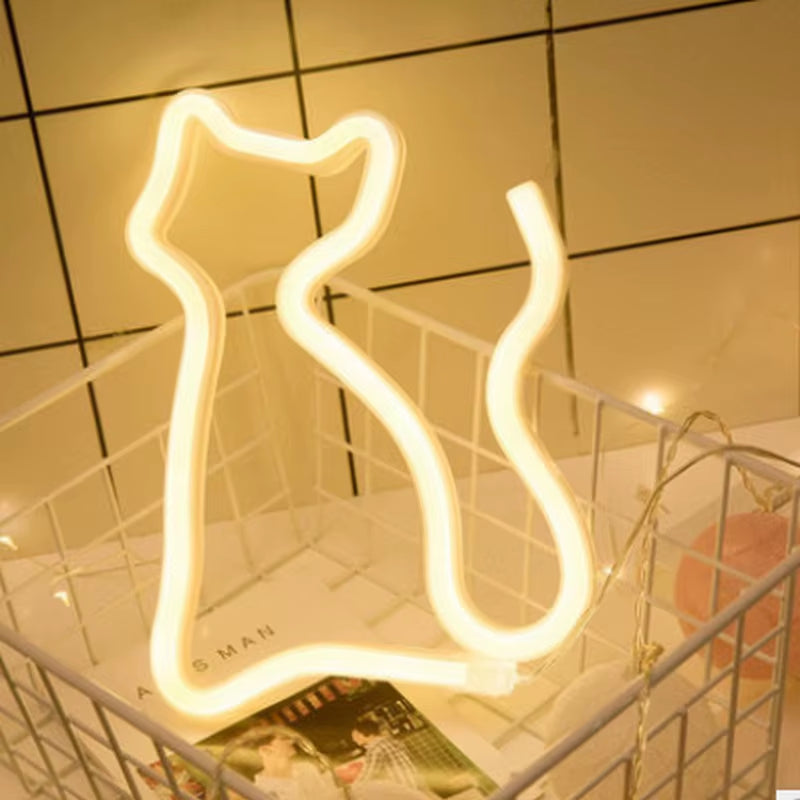 Cat Neon Sign for Wall Decor Led Light up Sign Decor Pet Store Animal Club USB for Room Wall Home Party Birthday Gift