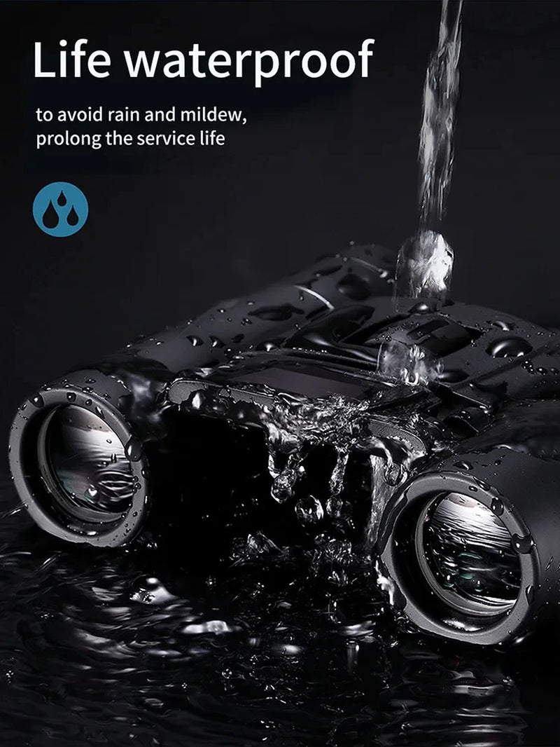 900X25 HD Zoom Portable Powerful Binoculars Long Range BAK4 Telescope Jumelles Folding Low Light Binoculars for Hunting Camping