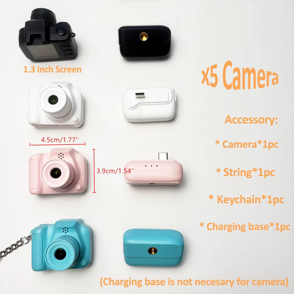 X5 Mini Camera Keychain Retro Camera HD 1080P Portable USB Video Recorder for Birthday Camera Recorder Mini Camcorder