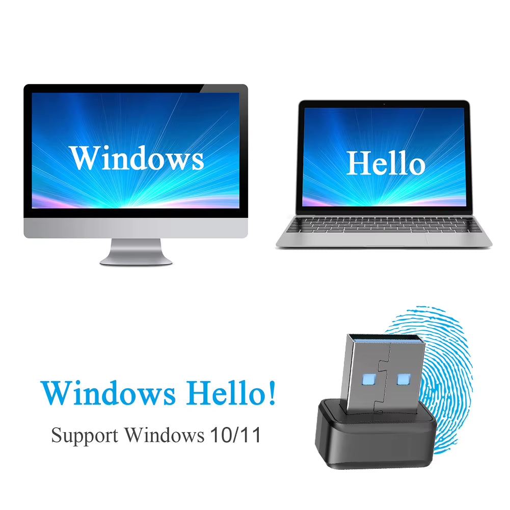 USB Fingerprint Key Reader for Windows 7/8/10/11 Hello Biometric Scanner Padlock Fingerprint Unlock Module Security Key Dongle